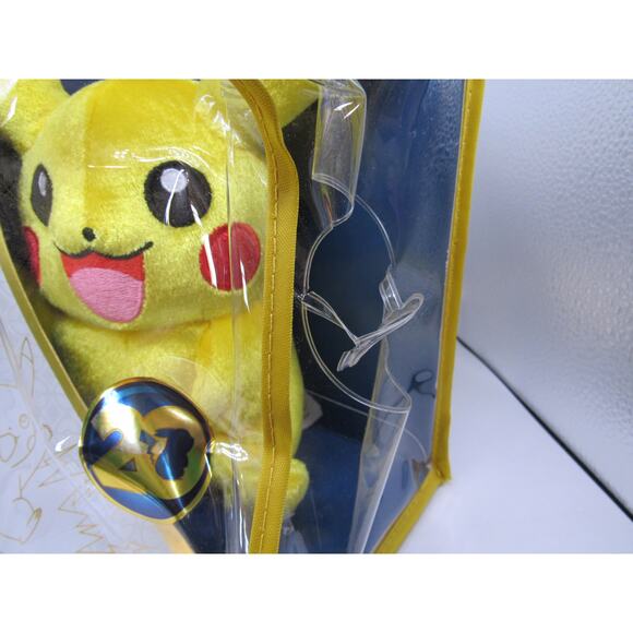 NEW Tomy 20th Anniversary Pikachu Plush Stuffed Animal In Zipper Case 2016 8" - Picture 11 of 12